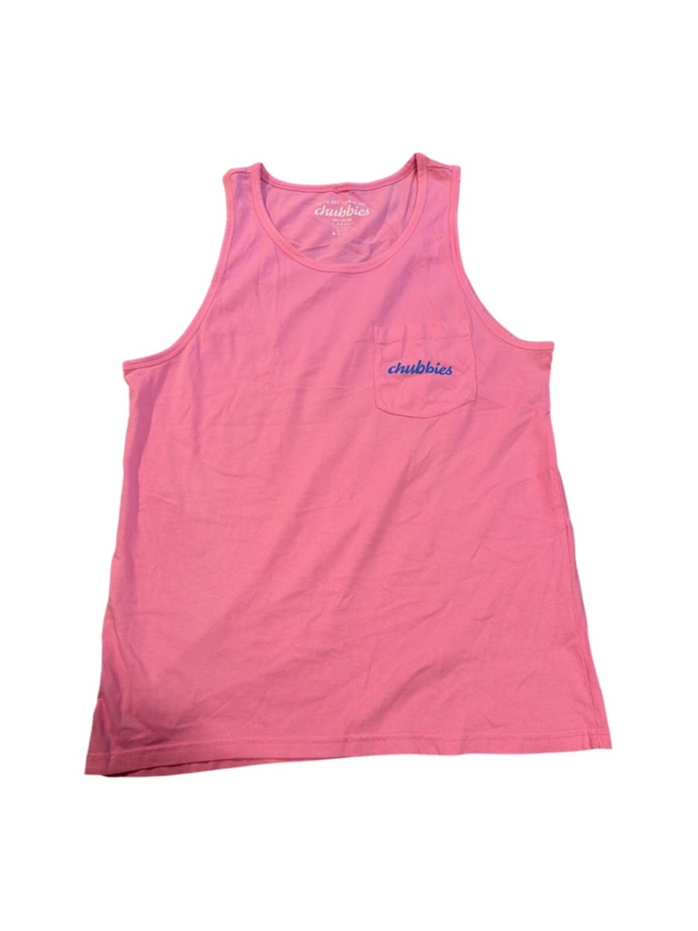 Chubbies Pink Pocket Tank Top "The Weekend Has Arrived" Men’s Large